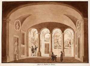 パラティーノのラファエルの家、1833年（茶色のウォッシュでエッチング） 作： Agostino Tofanelli