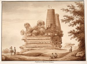 HoratiiとCuriatiiの墓、1833年（茶色のウォッシュでエッチング）