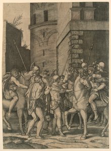 兵士に会うローマ皇帝 作： Agostino Veneziano