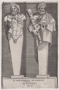 1536 年の The Hermae のヘラクレス。 作： Agostino Veneziano