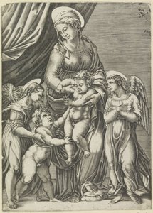 聖母マリアと幼い洗礼者ヨハネ 作： Agostino Veneziano