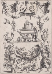 装飾パネル、約。 1514-36。 作： Agostino Veneziano