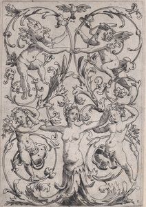 装飾パネル、約。 1514-36。 作： Agostino Veneziano