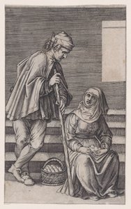 農夫と卵を持った女, ca. 1514-36。 作： Agostino Veneziano
