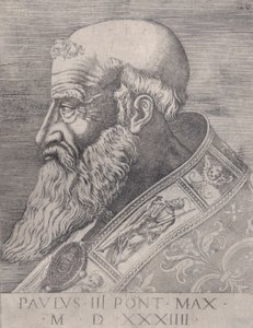 教皇パウルス 3 世、生首、1534 年の日付。 作： Agostino Veneziano
