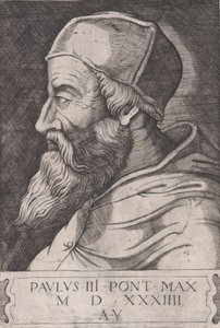 スカルキャップの教皇パウロ 3 世、カリフォルニア州。 1514-36。 作： Agostino Veneziano