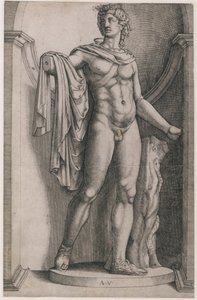 ローマの素晴らしさの鏡: アポロ ベルヴェデーレ、ca. 1514-36年頃。 1514-36。 作： Agostino Veneziano