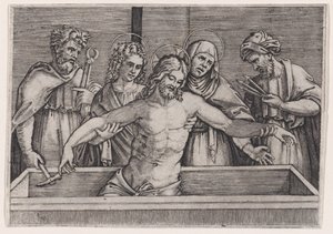 キリストの埋葬、約。 1514-36。 作： Agostino Veneziano