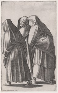 墓に行く3人の聖なる女性、ca。 1514-36。 作： Agostino Veneziano