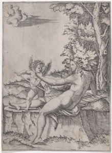 金星とエロス、約。 1514-36。 作： Agostino Veneziano