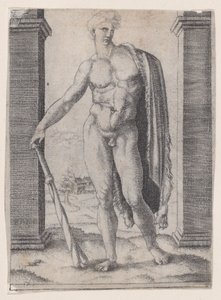 若いヘラクレス、カリフォルニア州。 1514-36。 作： Agostino Veneziano