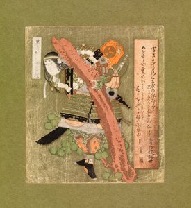フルアーマー姿の戦士、1825年頃（カラー木版画） 作： Aigaoka Hokkei