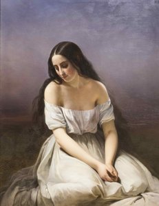 ひざまずく若い女性（1839年 作： Aimée Brune Pagès