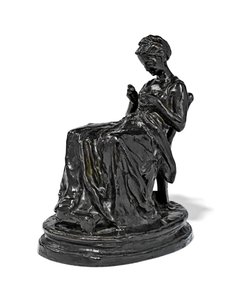 La Brodeuse、19世紀後半から20世紀初頭（ブロンズ） 作： Aime Jules Dalou