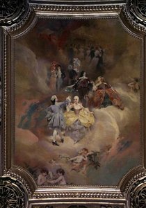 ボールルームの天井に描かれたDance through the Ages（壁画 作： Aimé Nicolas Morot