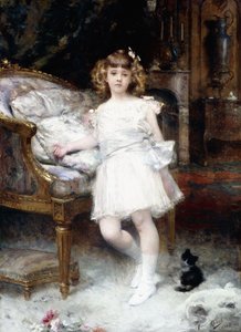 子猫と一緒のジャニーン・ポティンの肖像、1904