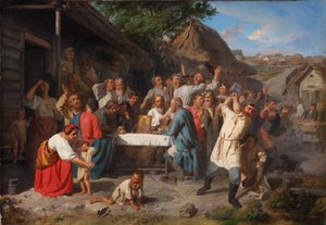 禁欲の誓い。禁酒協会、1860 作： Akim Yegorovich Karneev