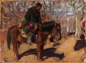 馬に乗ったネイティブ・アメリカン 作： Akseli Valdemar Gallen-Kallela