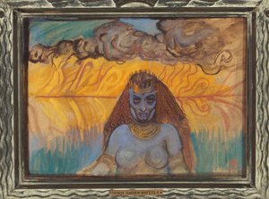 La femme babylonienne - バビロンの女 - アクセリ・ガレン＝カレラ（1865-1931）。厚紙にガッシュ 作： Akseli Valdemar Gallen Kallela