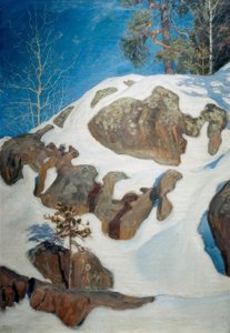 カレラで雪に覆われた岩 作： Akseli Valdemar Gallen Kallela