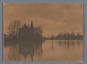 オランダ、水上のカントリー ハウスまたは小さな城の眺め 作： Alb. Kapteijn (attributed to)