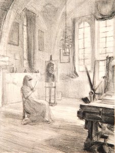 スタジオ、ラボワシエール、1909年 作： Albert de Belleroche