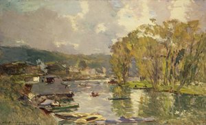 ムードンのセーヌ川沿い、1893年頃（油彩・キャンバス 作： Albert Charles Lebourg