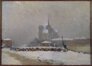 ノートルダム・ド・パリ、雪の効果、夕方、1897年頃（油彩） 作： Albert Charles Lebourg