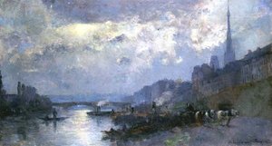 ルーアンのセーヌ川（油彩・キャンバス） 作： Albert Charles Lebourg