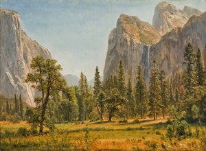 ブライダルベール滝、カリフォルニア州ヨセミテバレー 作： Albert Bierstadt