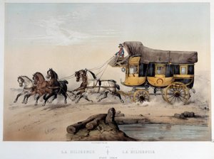 アルベール・アダム(1833-?)によるリトグラフ「La diligence」 1870年 パリ、カルナヴァレ美術館 作： Albert Adam