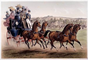 郵便馬車、レースの帰り アルベール・アダム（1833～）の版画 19世紀 パリ、カルナヴァレ美術館 作： Albert Adam