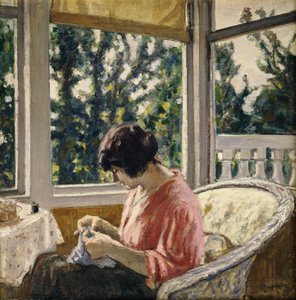 裁縫をする若い女性；ジューン・ファム・クーサン 1913年頃 油彩・カンヴァス