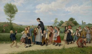 スクールウォーク。 1872 作： Albert Anker