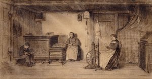 農家のパーラーでは、 作： Albert Anker