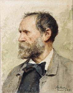自画像、1891年 作： Albert Anker