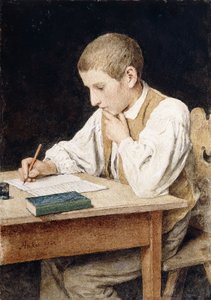 ライティング・ボーイ、1902 作： Albert Anker