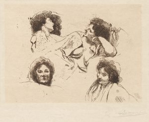 女性の4つの頭：「幸せな島」のための研究 作： Albert Besnard