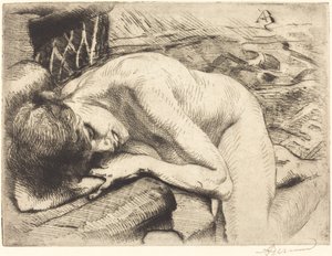 床で眠るモデル 作： Albert Besnard