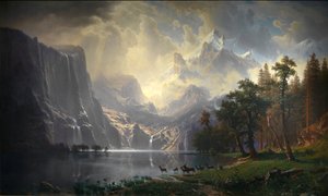 1868年、カリフォルニア州シエラネバダ山脈。 作： Albert Bierstadt