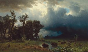 バッファロー トレイル: 差し迫った嵐 作： Albert Bierstadt
