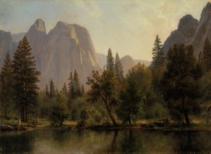 カテドラル ロックス、ヨセミテ バレー、カリフォルニア州。 1872年。 作： Albert Bierstadt