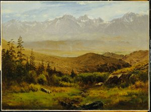 ロッキー山脈のふもとの小丘で 作： Albert Bierstadt