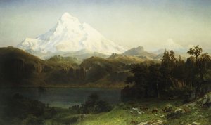 オレゴン州のフッド山 作： Albert Bierstadt