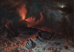 真夜中のヴェスヴィオ山 作： Albert Bierstadt