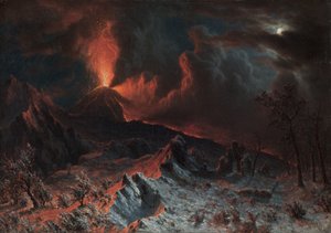 1868年の真夜中にベスビオ山。 作： Albert Bierstadt