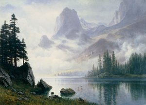 霧の中の山 作： Albert Bierstadt