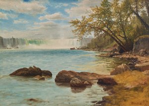 ナイアガラの滝とテラピン・タワー 1869年頃（油彩・紙） 作： Albert Bierstadt