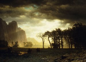 ヨセミテで嵐を通過、1865 作： Albert Bierstadt