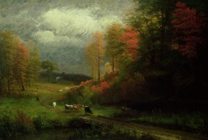 1857年、マサチューセッツ州の秋の雨の日 作： Albert Bierstadt